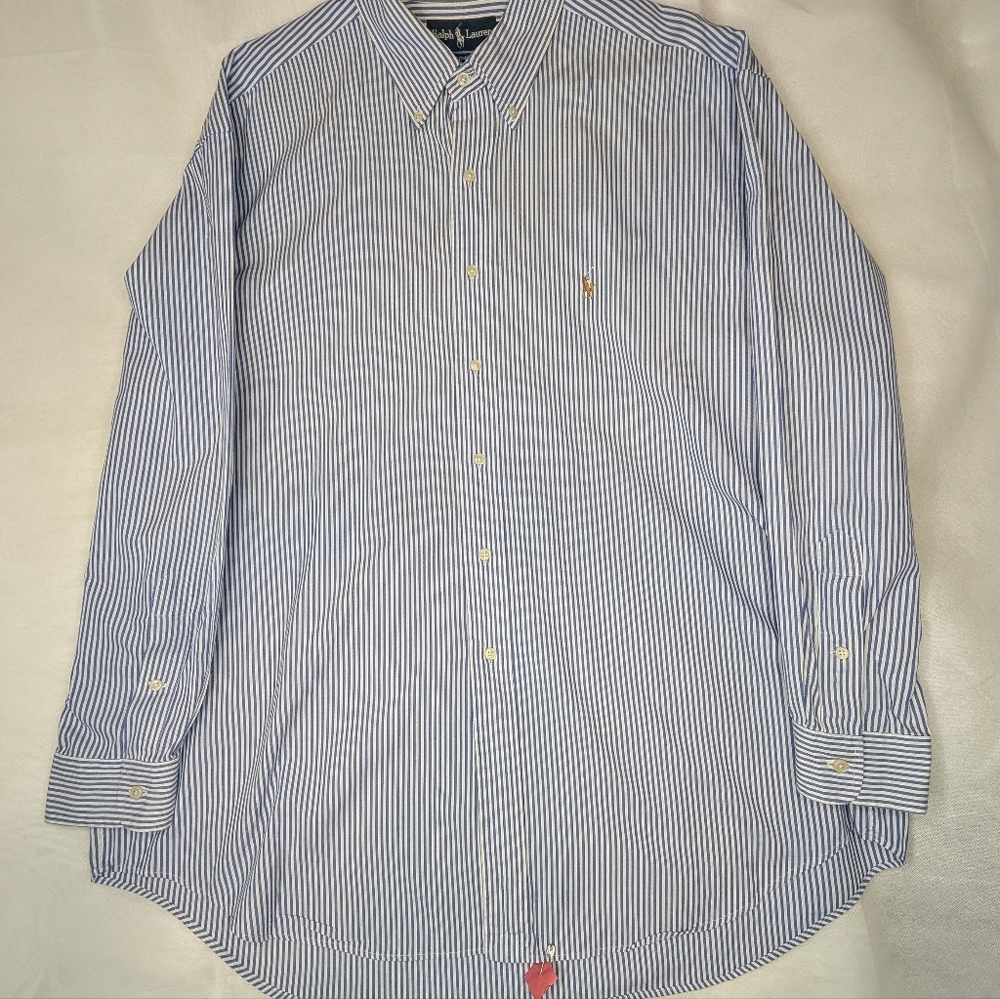 Ralph Lauren Yarmouth Pinpoint Oxford Button Down Shirt 17 1/2 34 - Picture 2 of 9